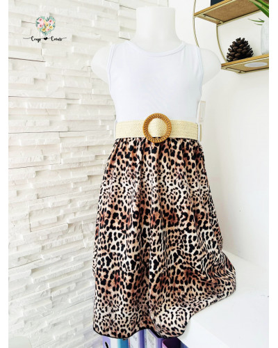 Robe longue léopard avec ceinture